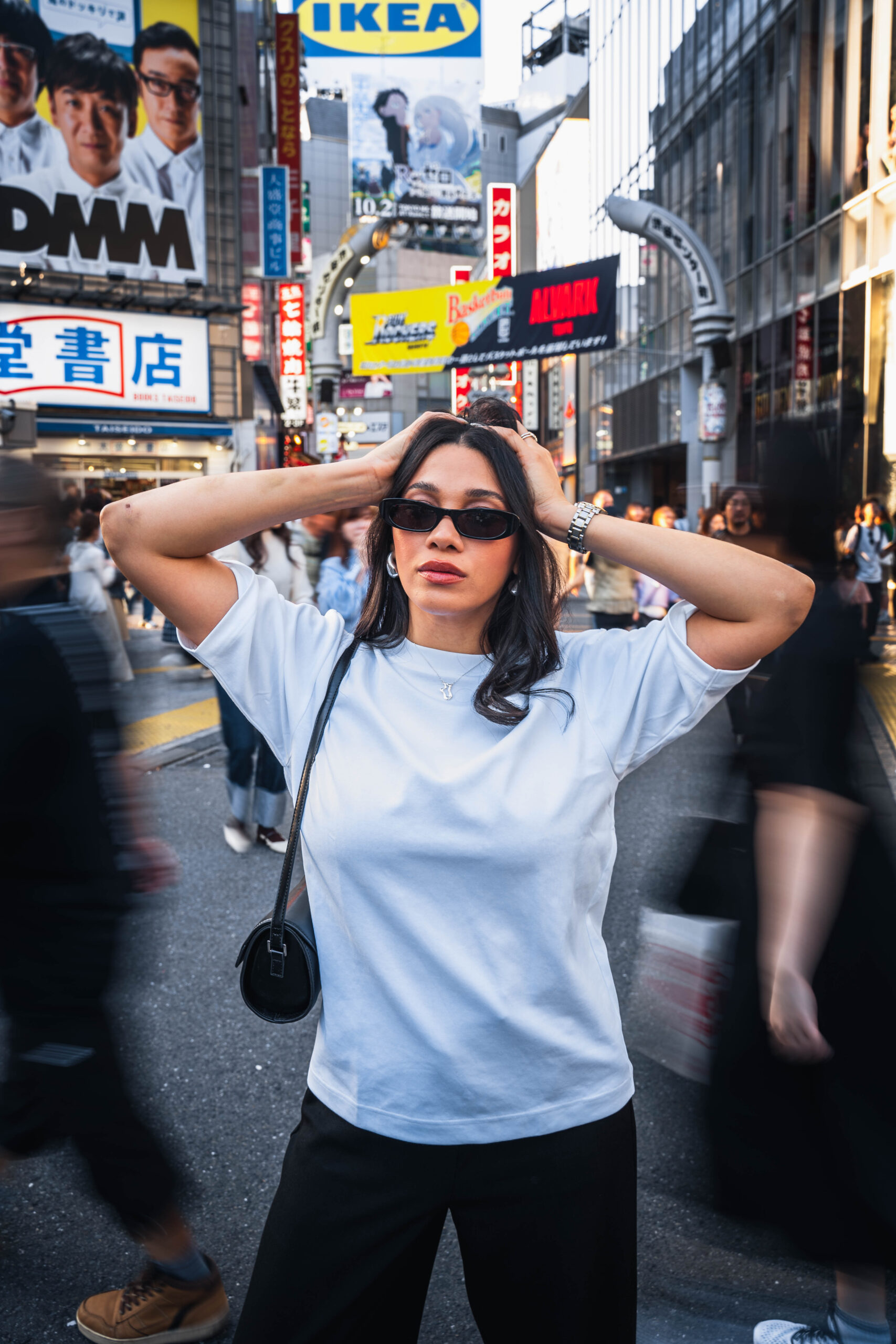 solo portrait in Shibuya street Tokyo
