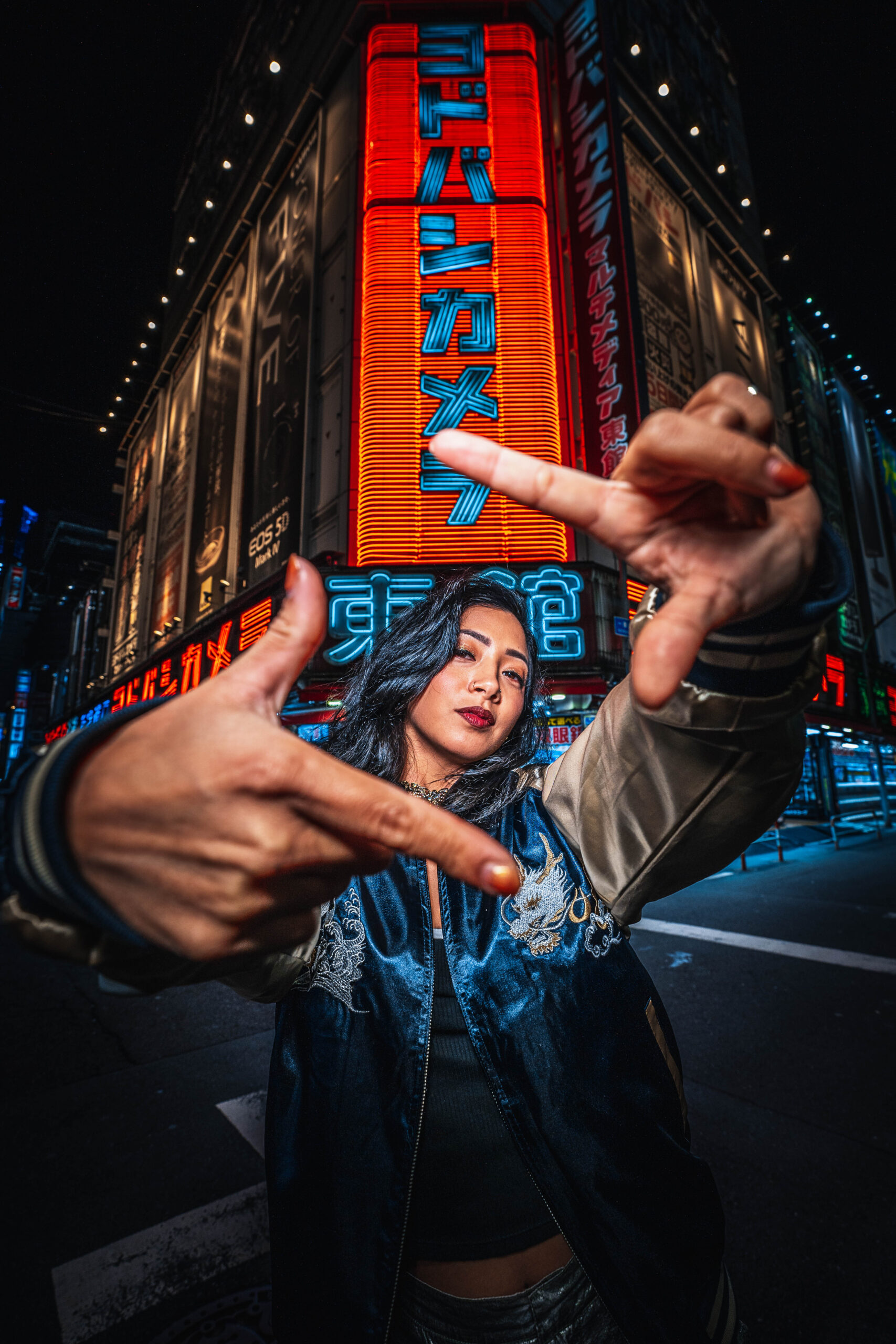 female portrait in Shinjuku Tokyo at night